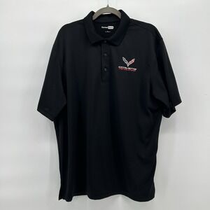 CornerStone Corvette Racing C7.R Polo Mens L Black Embroidered Performance